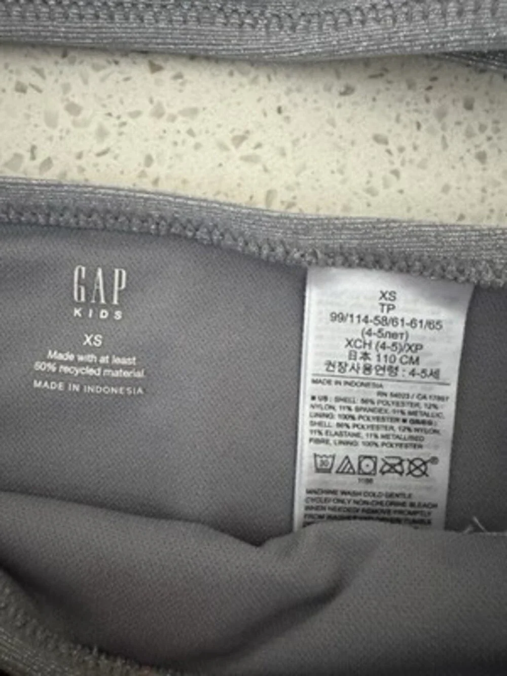 GAP Kids Girls 2-Piece Bikini Swimsuit Bralette Top Solid Gray XS (4-5)